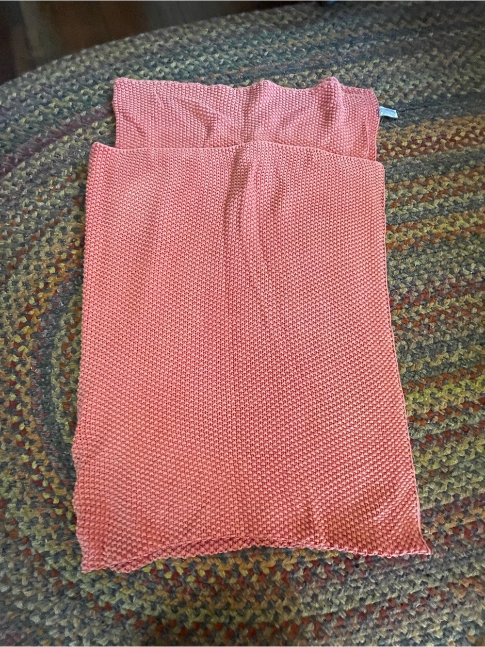 Coral Pink Knit Queen West 100% cotton throw 48"x68"